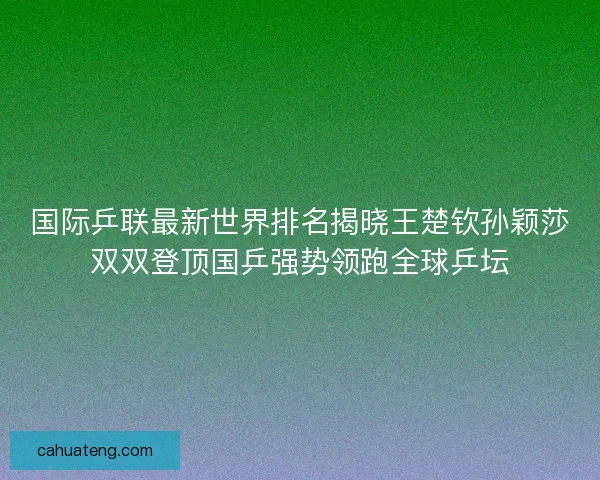 国际乒联最新世界排名揭晓王楚钦孙颖莎双双登顶国乒强势领跑全球乒坛